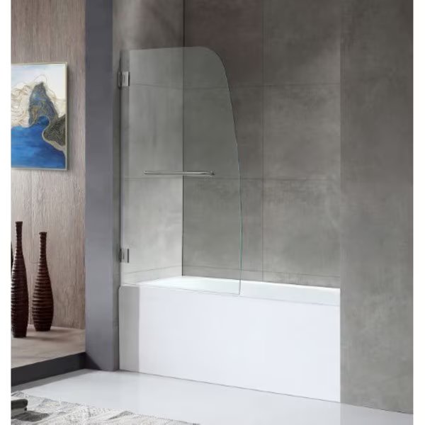Grand Series 31.5 in. by 56 in. Frameless Hinged Tub Door in Brushed Nickel, Anzzi, Mfr#: SD-AZ10-01BN